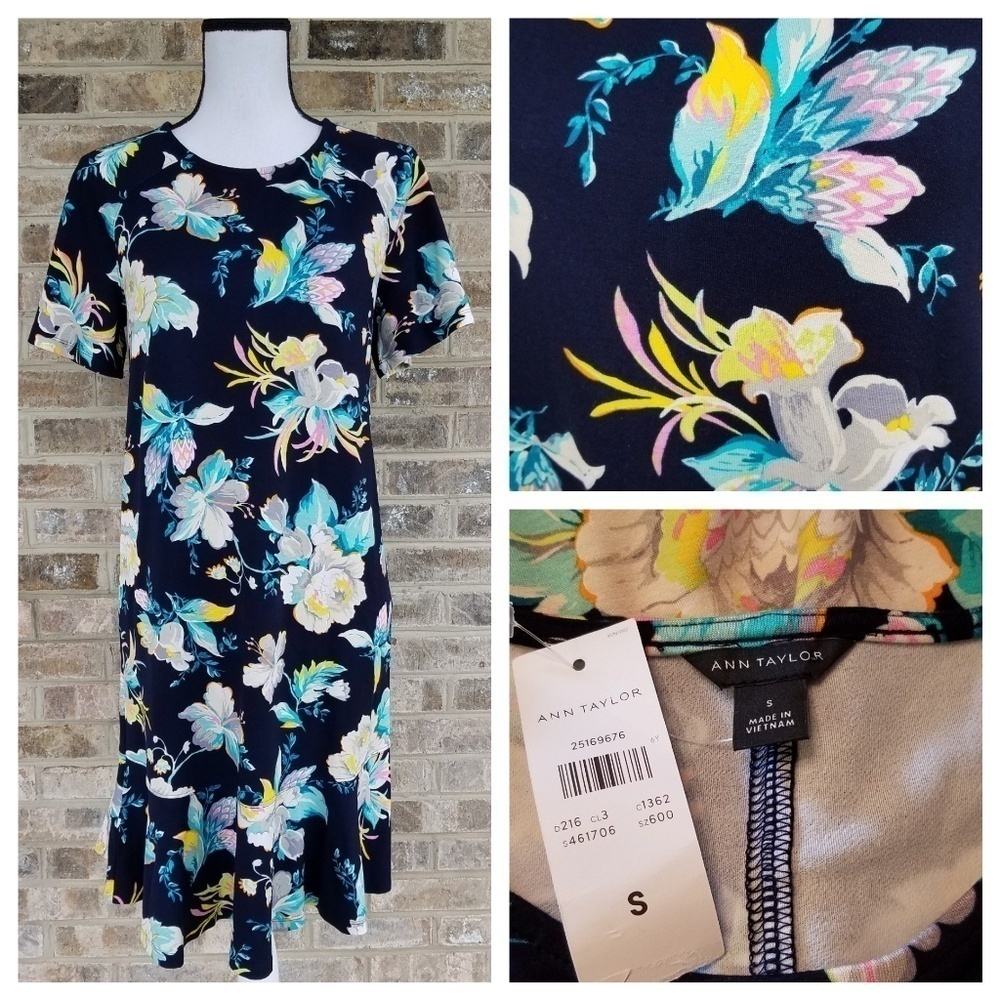 Nwt Ann Taylor S SMALL Floral Print Pull On Dress